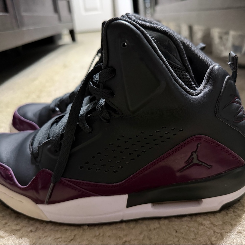 Air Jordan Black and Purple High-Top Sneakers
